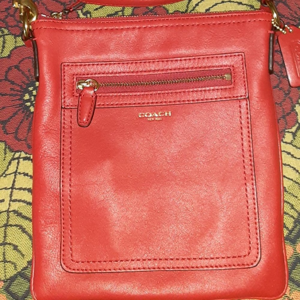 Coach Cross-Body Bag - Red Leather